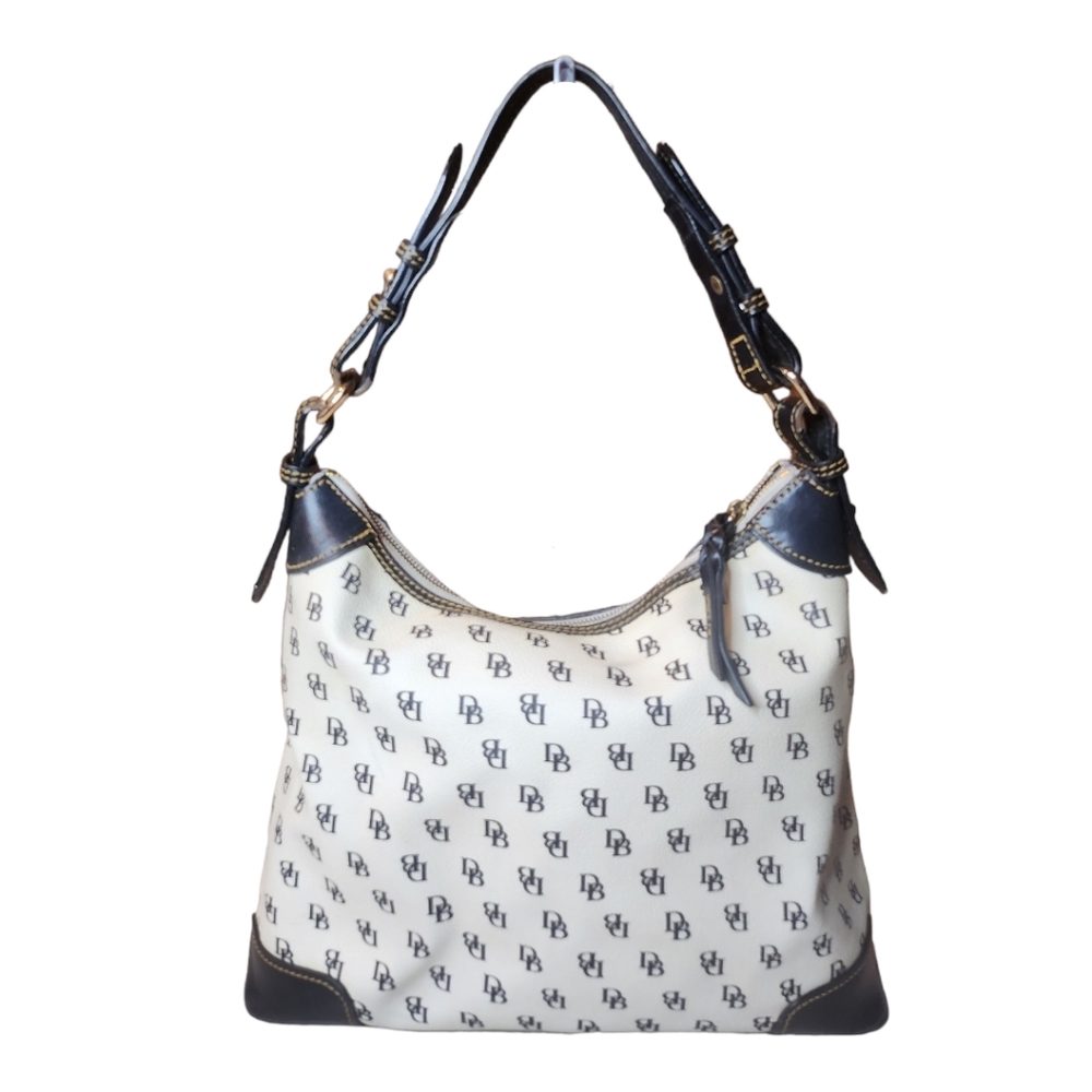 Dooney &  Bourke Signature Monogram Erica Shoulder Hobo Bag Black & White - Picture 5 of 16